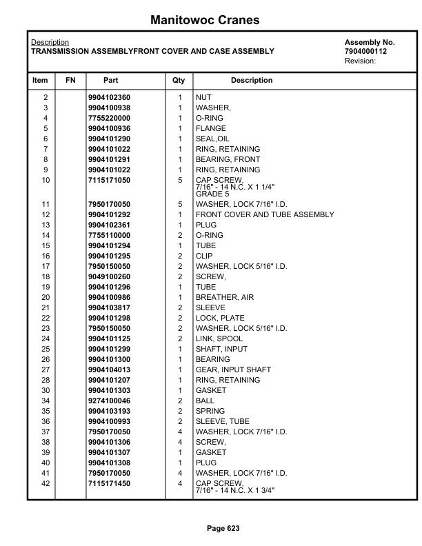 Grove RT745 Crane Parts Manual 75802 2018-3