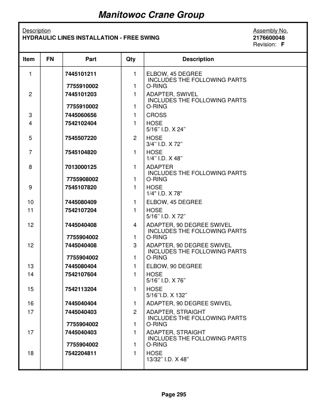 Grove RT745 Crane Parts Manual 76519 2005-2