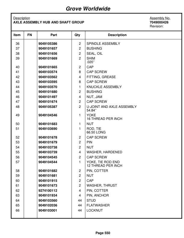 Grove RT745 Crane Parts Manual 76818 2003-3