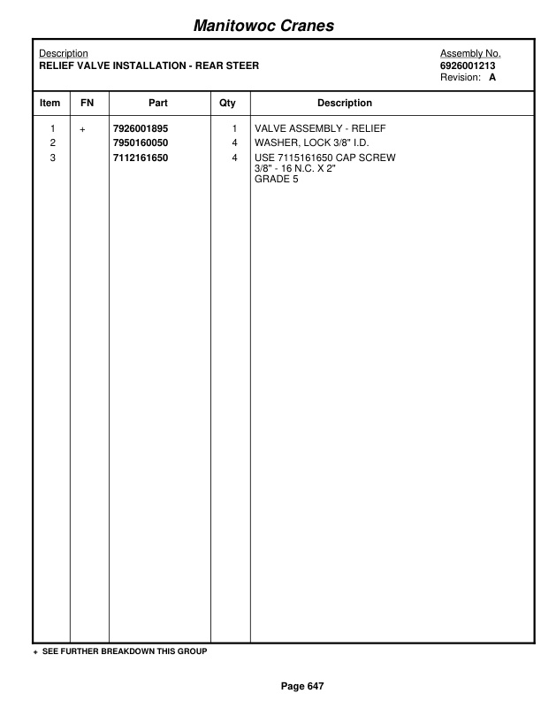 Grove RT745 Crane Parts Manual 84161 2011-3