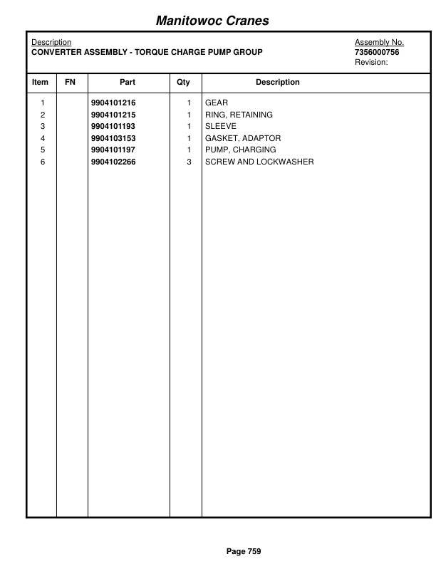 Grove RT750 Crane Parts Manual 221129 2014-3