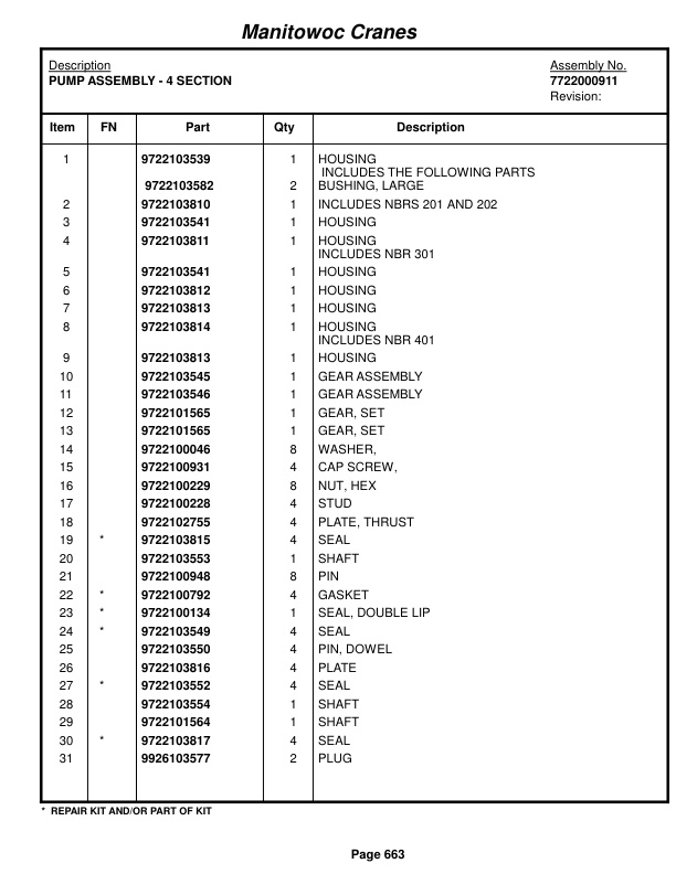 Grove RT750 Crane Parts Manual 221314 2014-3