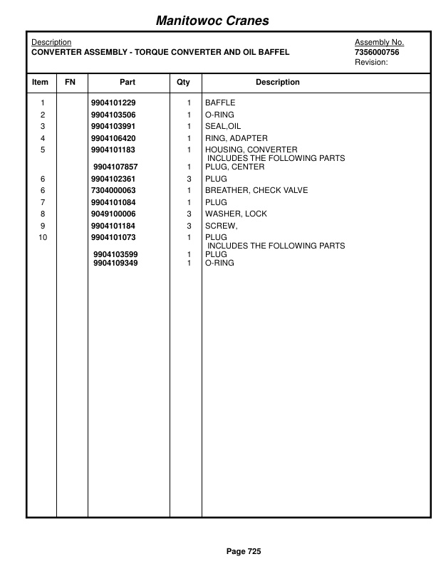 Grove RT750 Crane Parts Manual 221332 2014-3