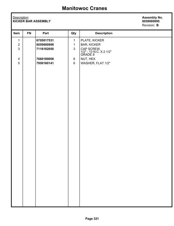 Grove RT750 Crane Parts Manual 84911 2021-2