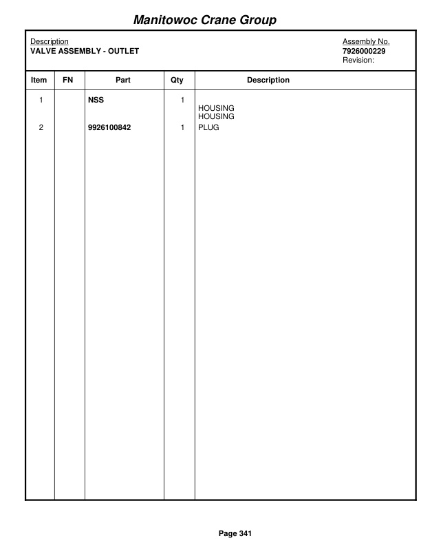 Grove RT750 Crane Parts Manual 86748 2004-2