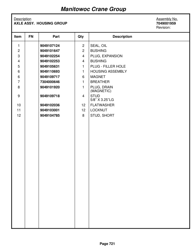 Grove RT750 Crane Parts Manual 86888 2008-3