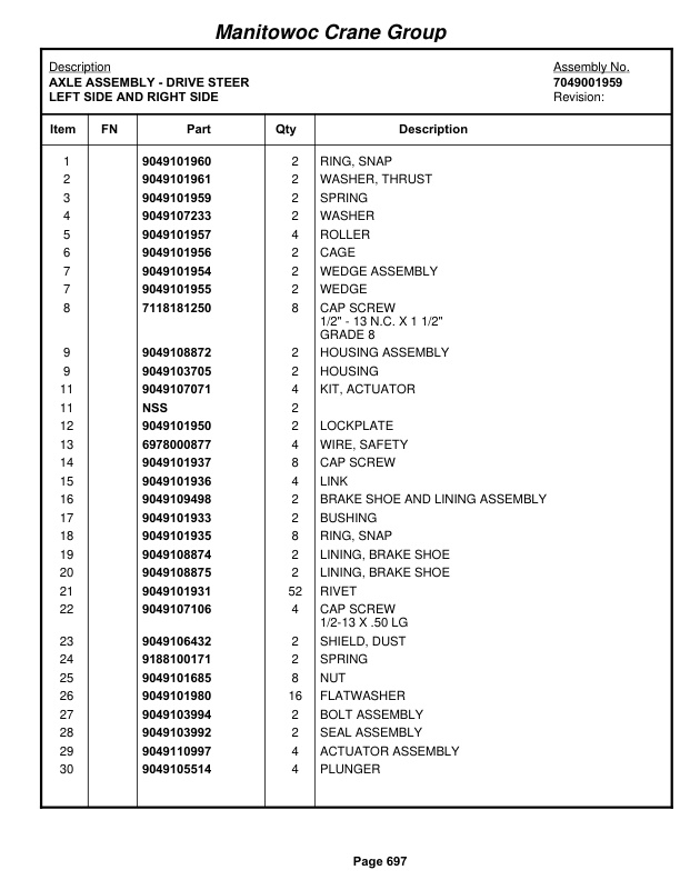 Grove RT750 Crane Parts Manual 87500 2006-3