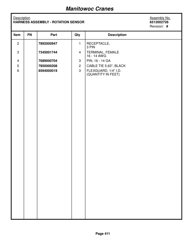 Grove RT750 Crane Parts Manual 87669 2016-2