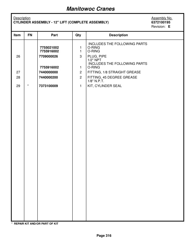 Grove RT750E Crane Parts Manual 222509 2014-2