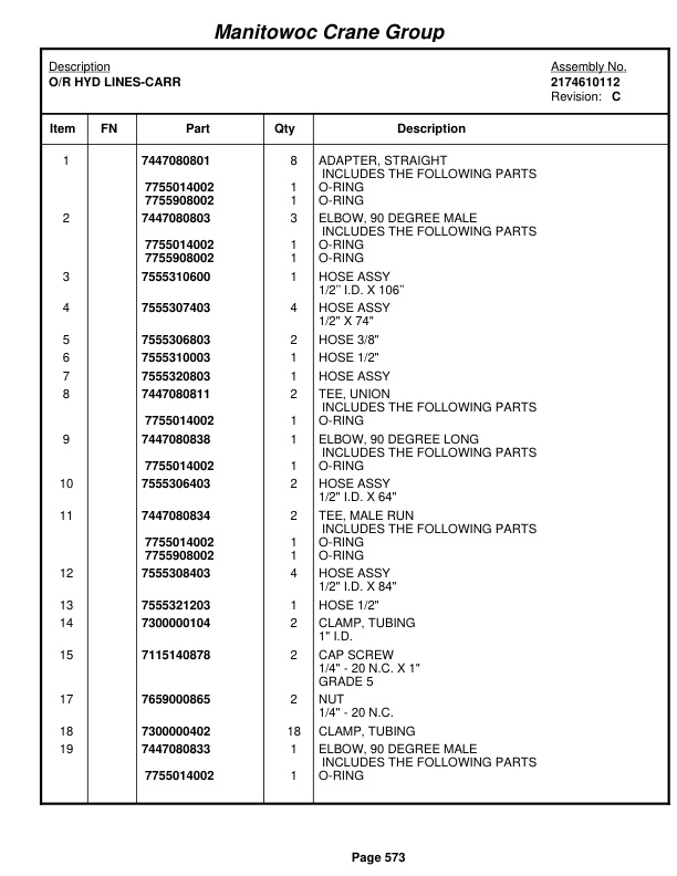 Grove RT750E Crane Parts Manual 226508 2007-3