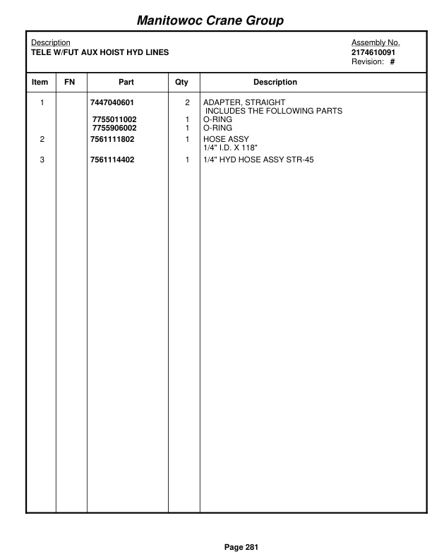 Grove RT750E Crane Parts Manual 229282 2008-2