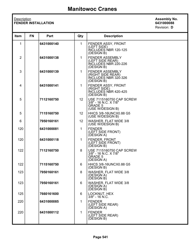 Grove RT755 Crane Parts Manual 66191 2021-3