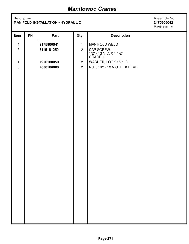 Grove RT75S Crane Parts Manual 43922 2016-2