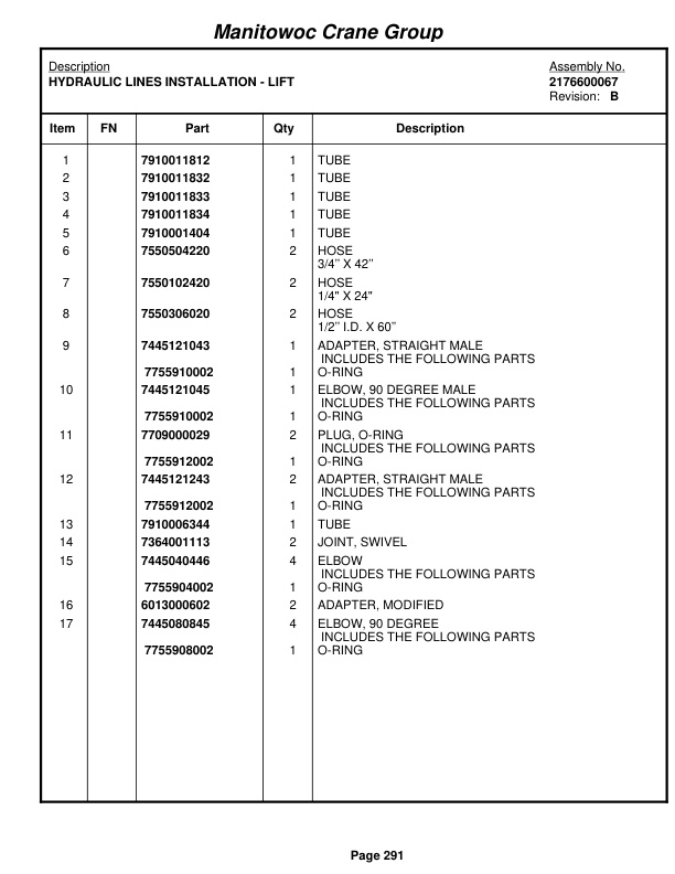 Grove RT760 Crane Parts Manual 76702 2005-2