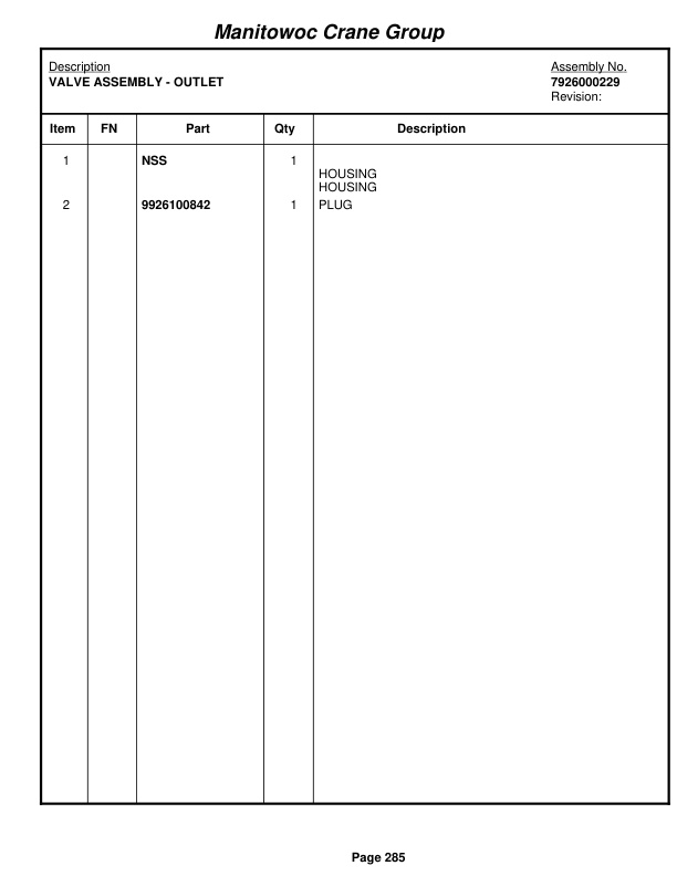 Grove RT760 Crane Parts Manual 77259 2005-2