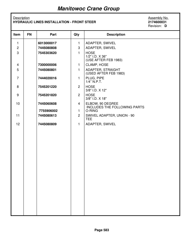 Grove RT760 Crane Parts Manual 77259 2005-3