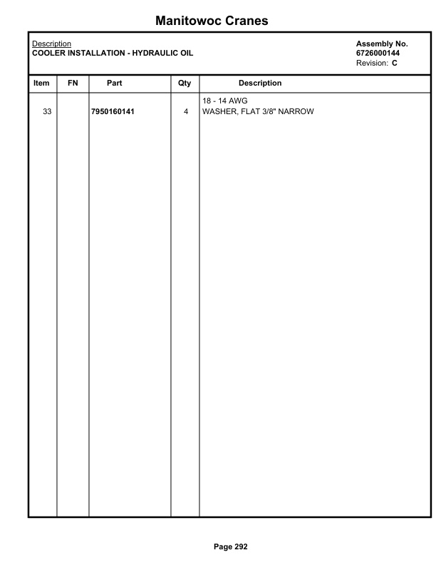 Grove RT760 Crane Parts Manual 79389 2019-2