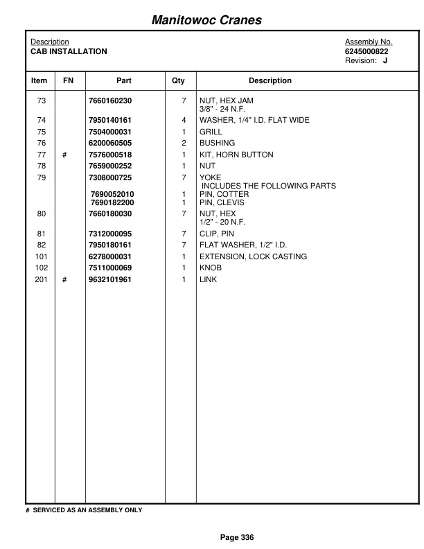 Grove RT760 Crane Parts Manual 82518 2012-2