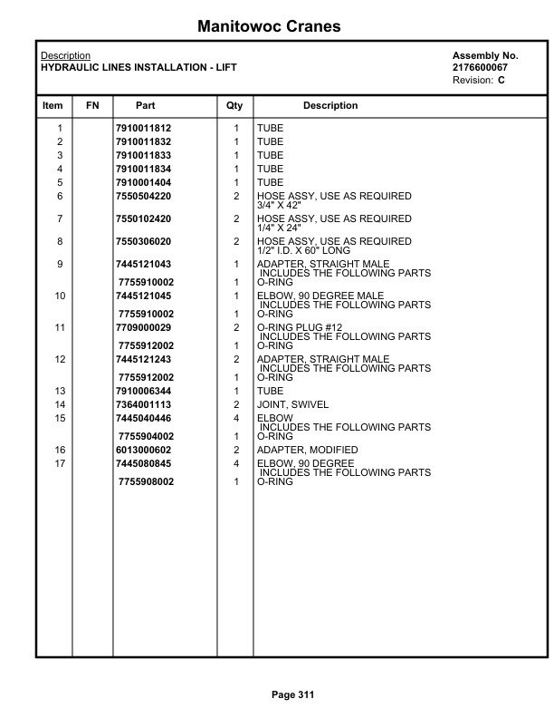 Grove RT760 Crane Parts Manual 84588 2019-2