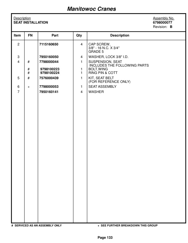 Grove RT760 Crane Parts Manual 86898 2018-2