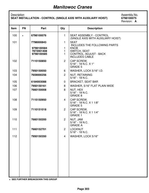 Grove RT760E Crane Parts Manual 224167 2010-2