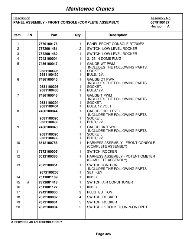 Grove RT760E Crane Parts Manual 224431 2012-2