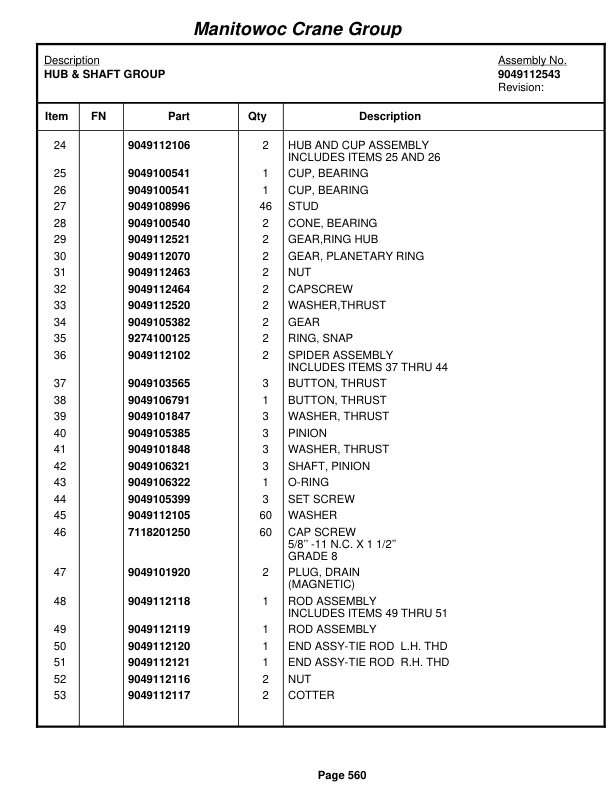 Grove RT760E Crane Parts Manual 225521 2006-3