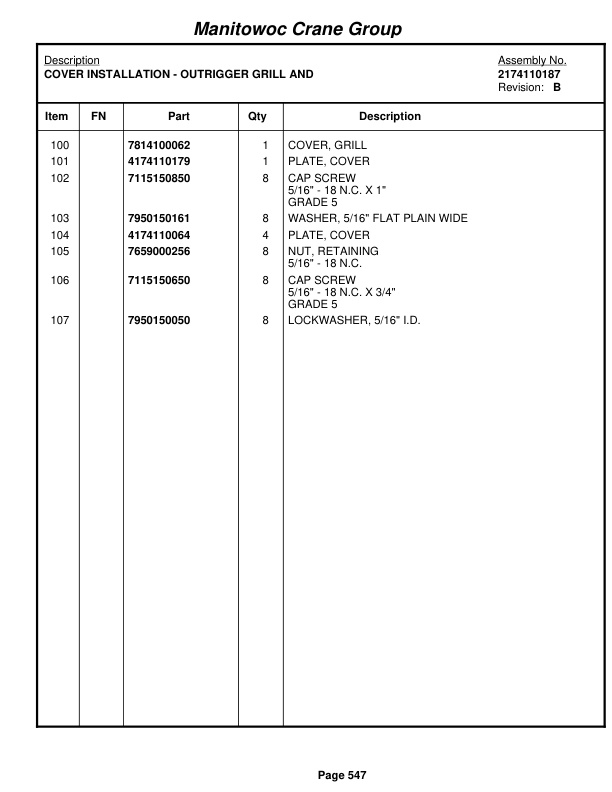 Grove RT760E Crane Parts Manual 227787 2007-3