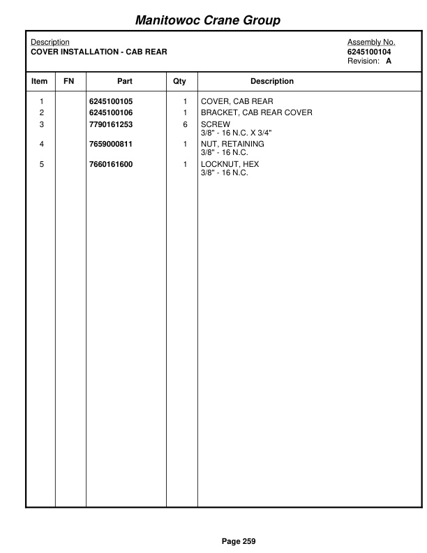 Grove RT760E Crane Parts Manual 228148 2008-2