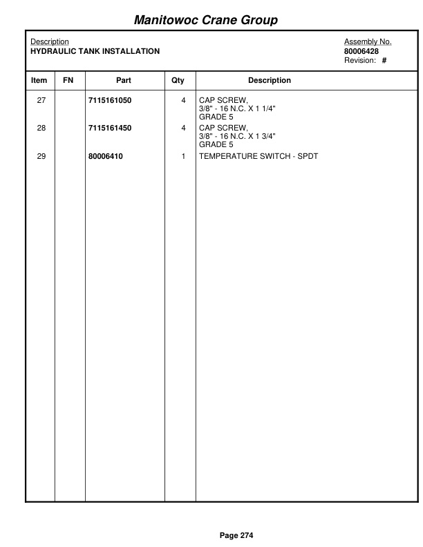 Grove RT760E Crane Parts Manual 228809 2008-2