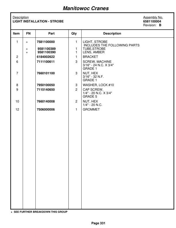 Grove RT760E Crane Parts Manual 231423 2010-2