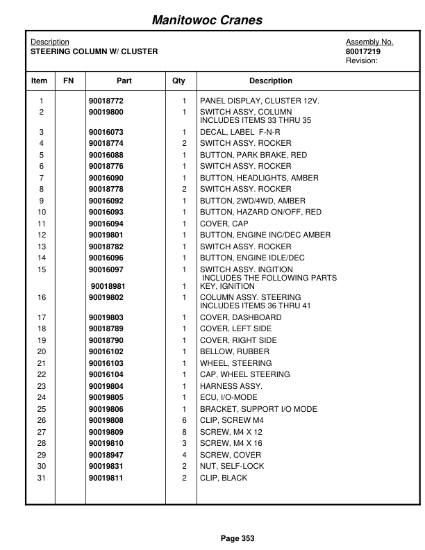 Grove RT760E Crane Parts Manual 231604 2011-2