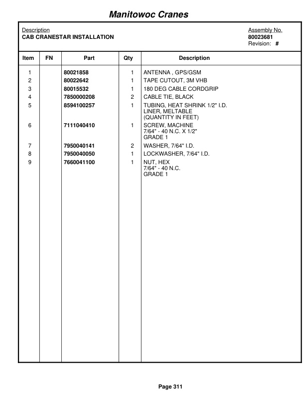 Grove RT760E Crane Parts Manual 231750 2011-2