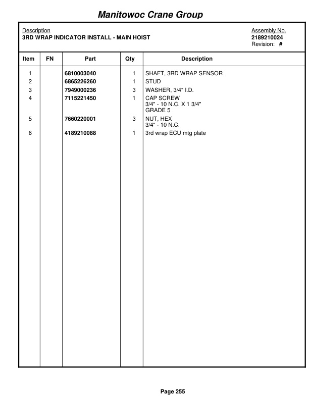 Grove RT760E3 Crane Parts Manual 227109 2007-2