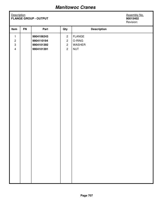 Grove RT765E-2 4 SECT Crane Parts Manual 235687 2016-3