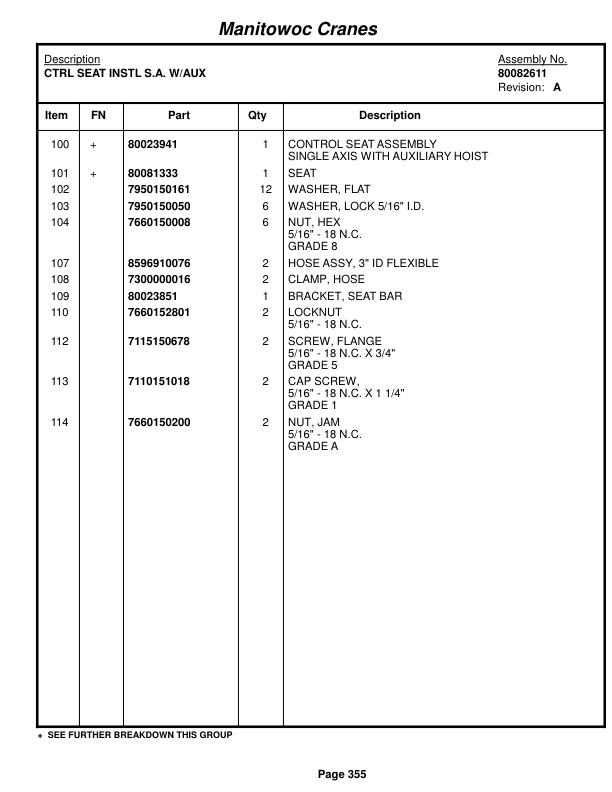 Grove RT765E-2 4 SECT Crane Parts Manual 235978 2017-2