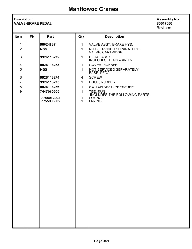 Grove RT765E-2 4 SECT Crane Parts Manual 236110 2018-2