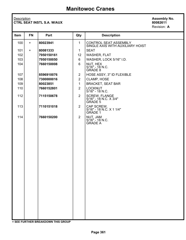 Grove RT765E-2 4 SECT Crane Parts Manual 236261 2019-2