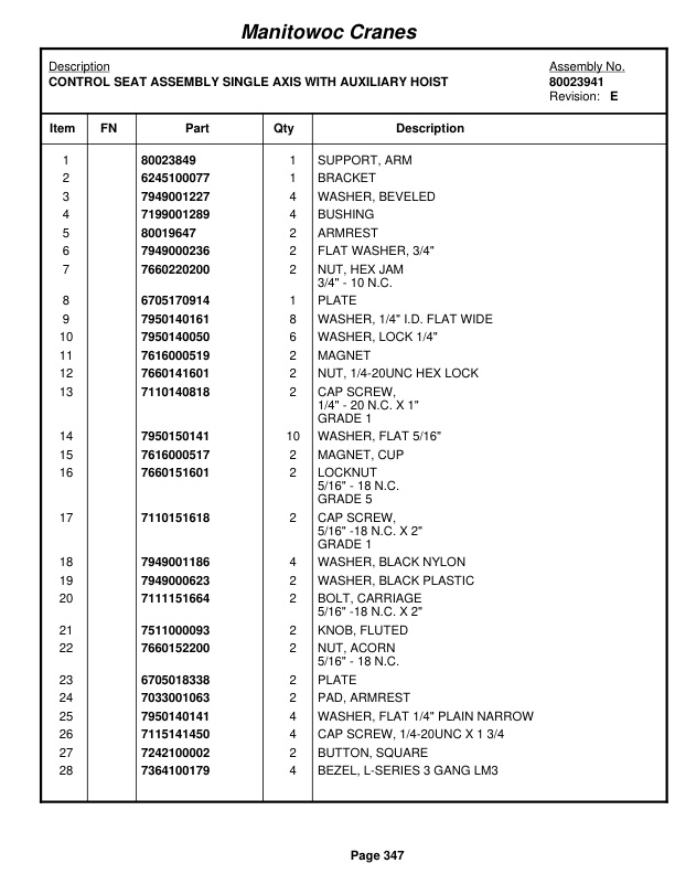 Grove RT765E-2 Crane Parts Manual 232252 2011-2