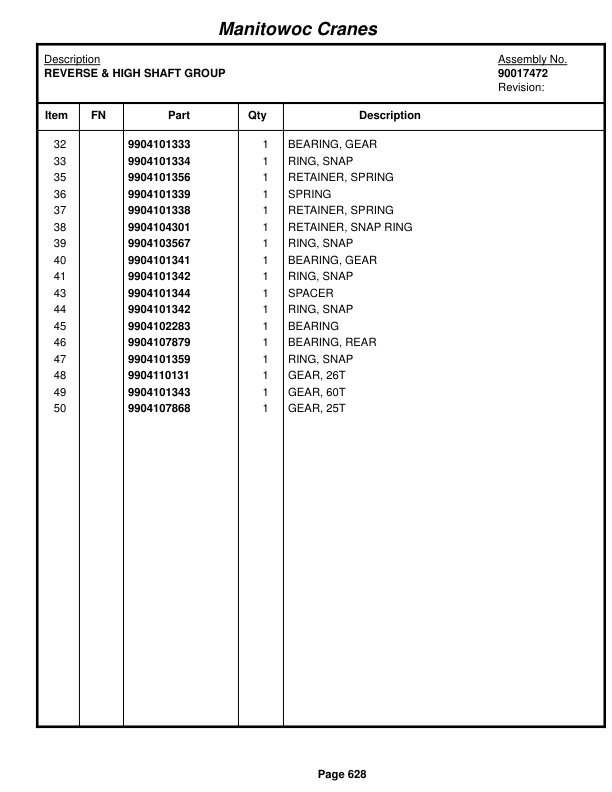 Grove RT765E-2 Crane Parts Manual 232389 2017-3