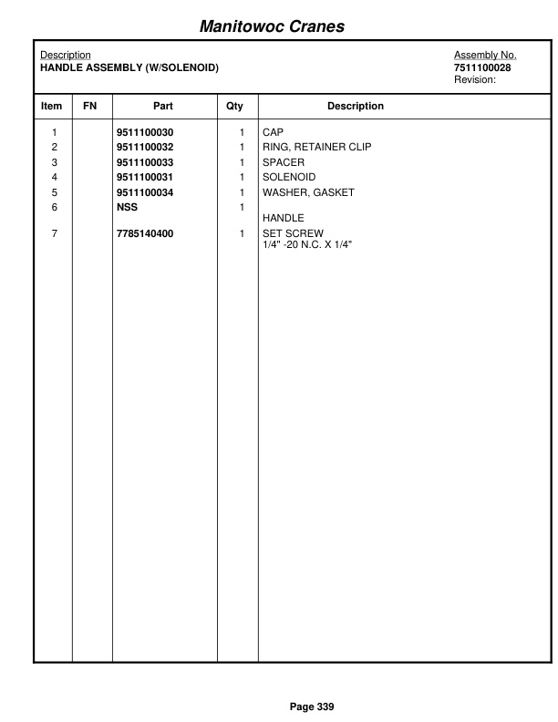 Grove RT765E-2 Crane Parts Manual 232625 2012-2