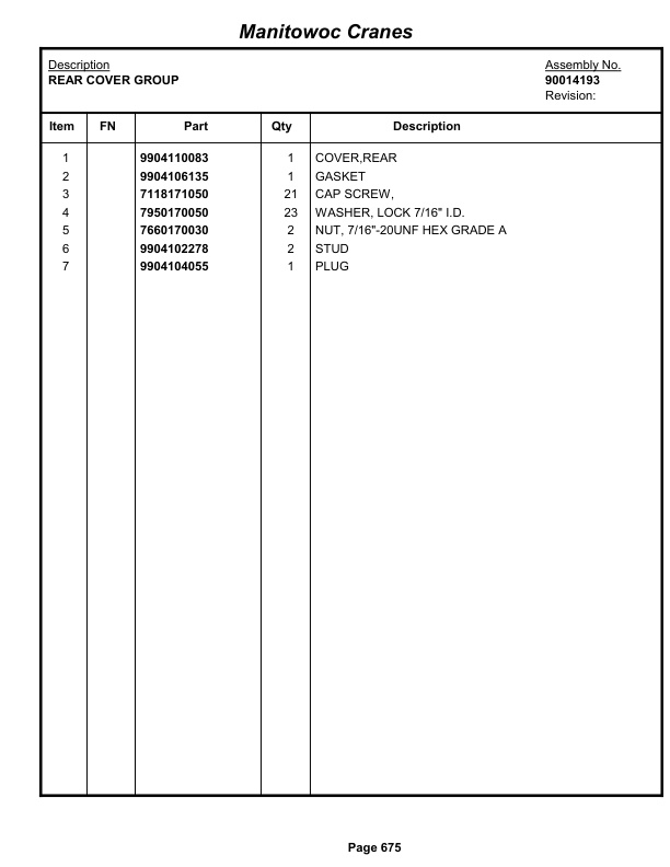 Grove RT765E-2 Crane Parts Manual 232801 2012-3