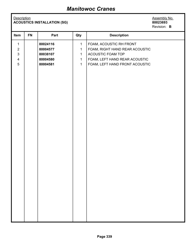 Grove RT765E-2 Crane Parts Manual 233416 2013-2