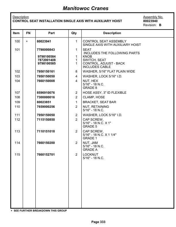 Grove RT765E-2 Crane Parts Manual 233605 2012-2