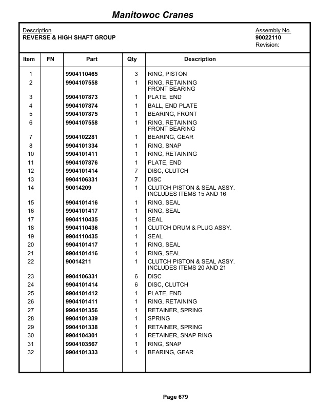 Grove RT765E-2 Crane Parts Manual 233605 2012-3