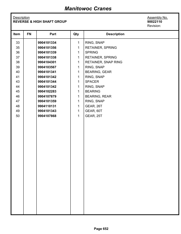 Grove RT765E-2 Crane Parts Manual 234022 2013-3