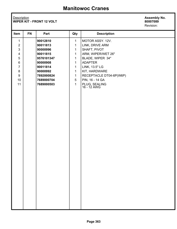 Grove RT765E-2 Crane Parts Manual 237282 2021-2