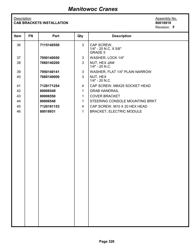 Grove RT765E-2 Crane Parts Manual 280044 2013-2