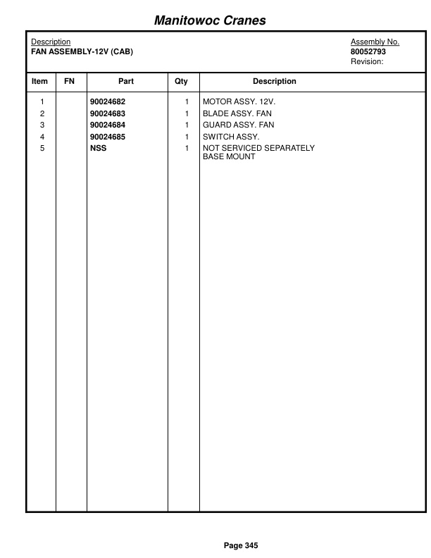 Grove RT770E 5 SEC Crane Parts Manual 236027 2017-2