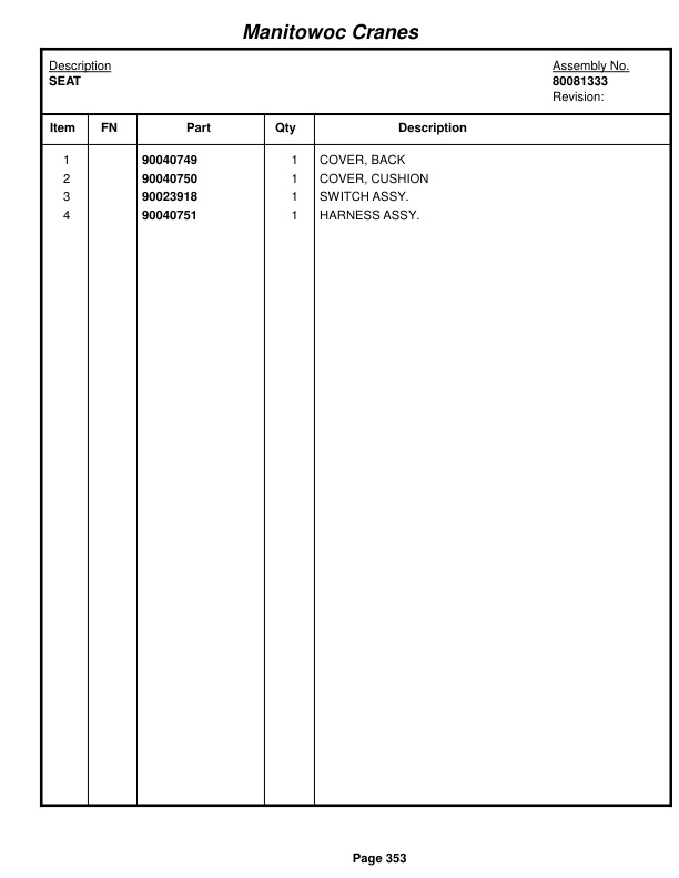 Grove RT770E 5 SECT Crane Parts Manual 235705 2017-2